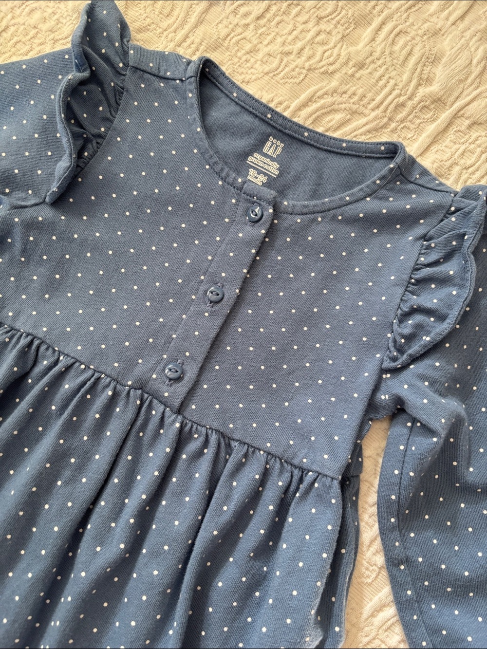 EUC!!🫐 BABY GAP LONG SLEEVE FULL LENGTH POLKA DOT ROMPER